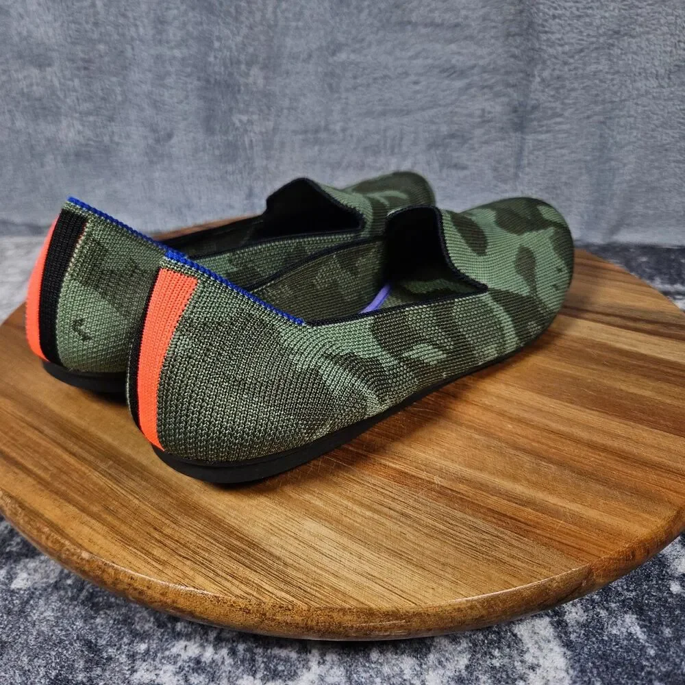 Rothys The Loafer Womens 9 Green Camouflage Slip On Casual Comfort Flats Shoes